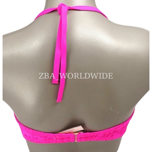 Victoria's Secret Pink Floral Lace Getaway Halter Swim Top 32B - Picture 2 of 2